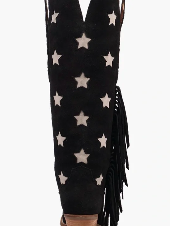 Black Dingo Star-Pattern Suede Knee-High Women's Boot - Picture 3 of 5